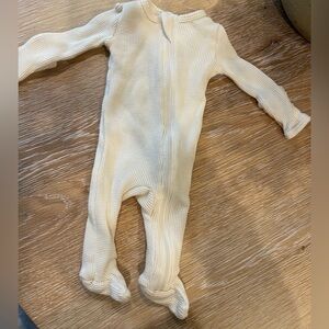 Spearmint Love Waffle Knit 100% Organic Cotton Footie Pajamas - Size NB